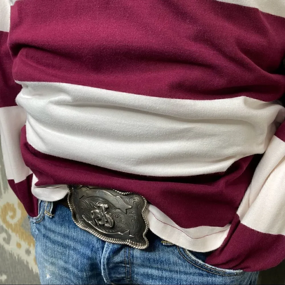 Polo Ralph Lauren Maroon & White Stripe Iconic Rugby Shirt